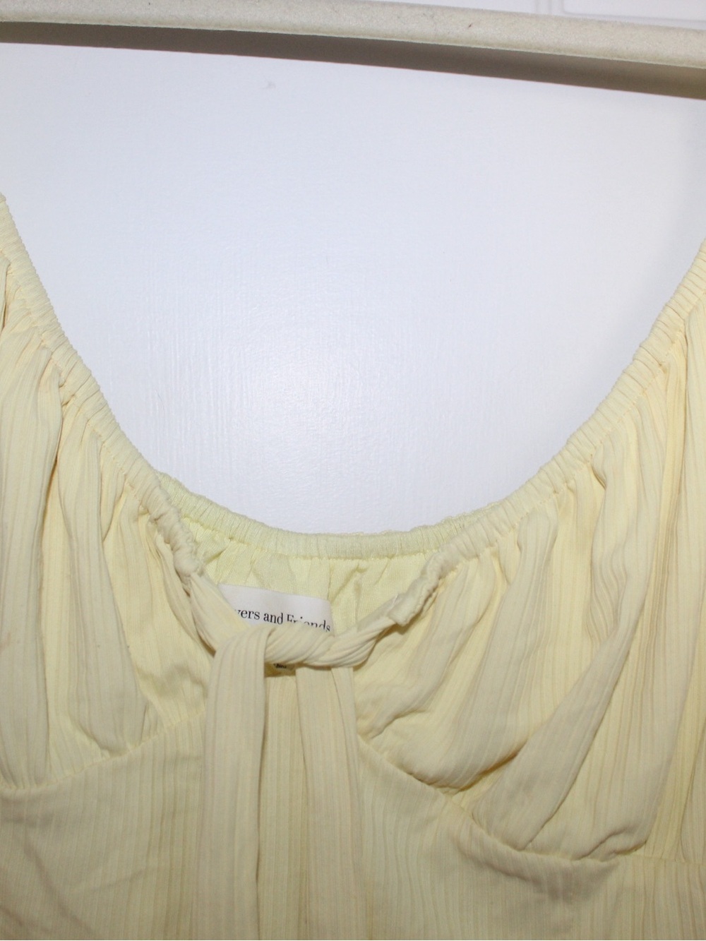 Lovers + Friends Pale Yellow Puff-Sleeve Tie-Front Peasant Top - Picture 4 of 9